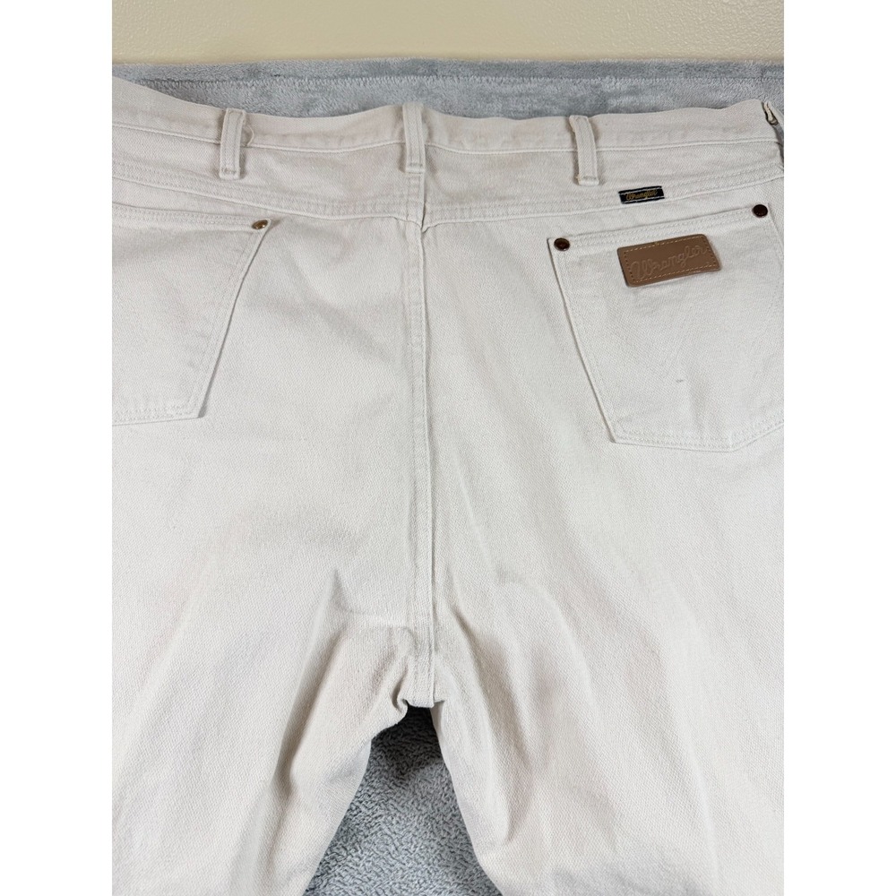 Vtg 80s Wrangler 42x32 USA White Denim Jeans Western Cowboy - Picture 7 of 8